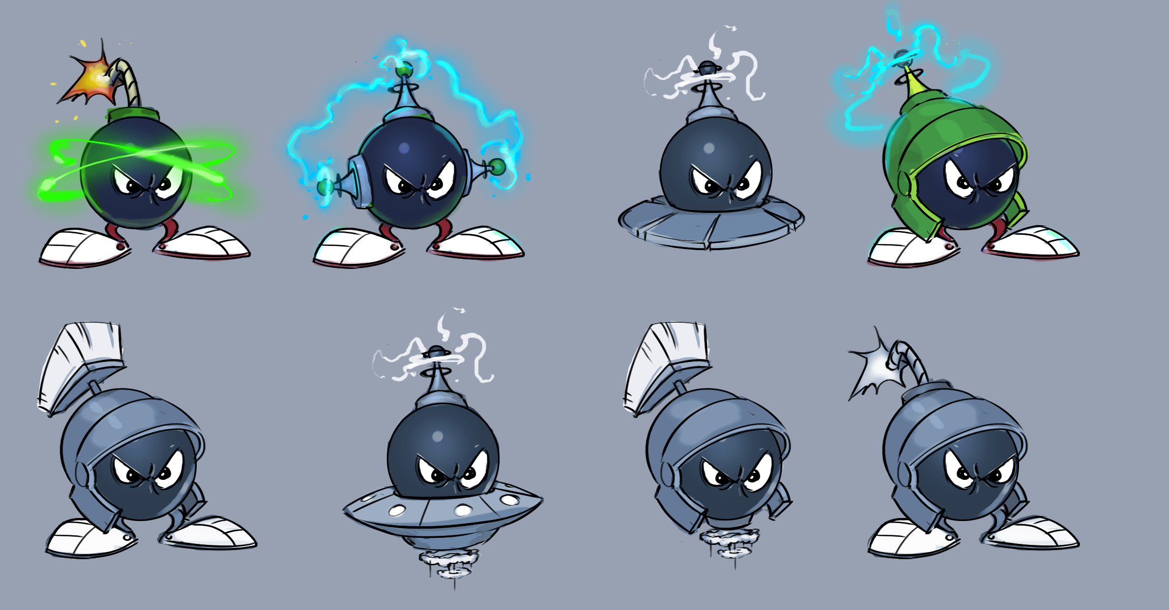 Bomb blocker exploration. These are obviously based off of Marvin the Martian's head.