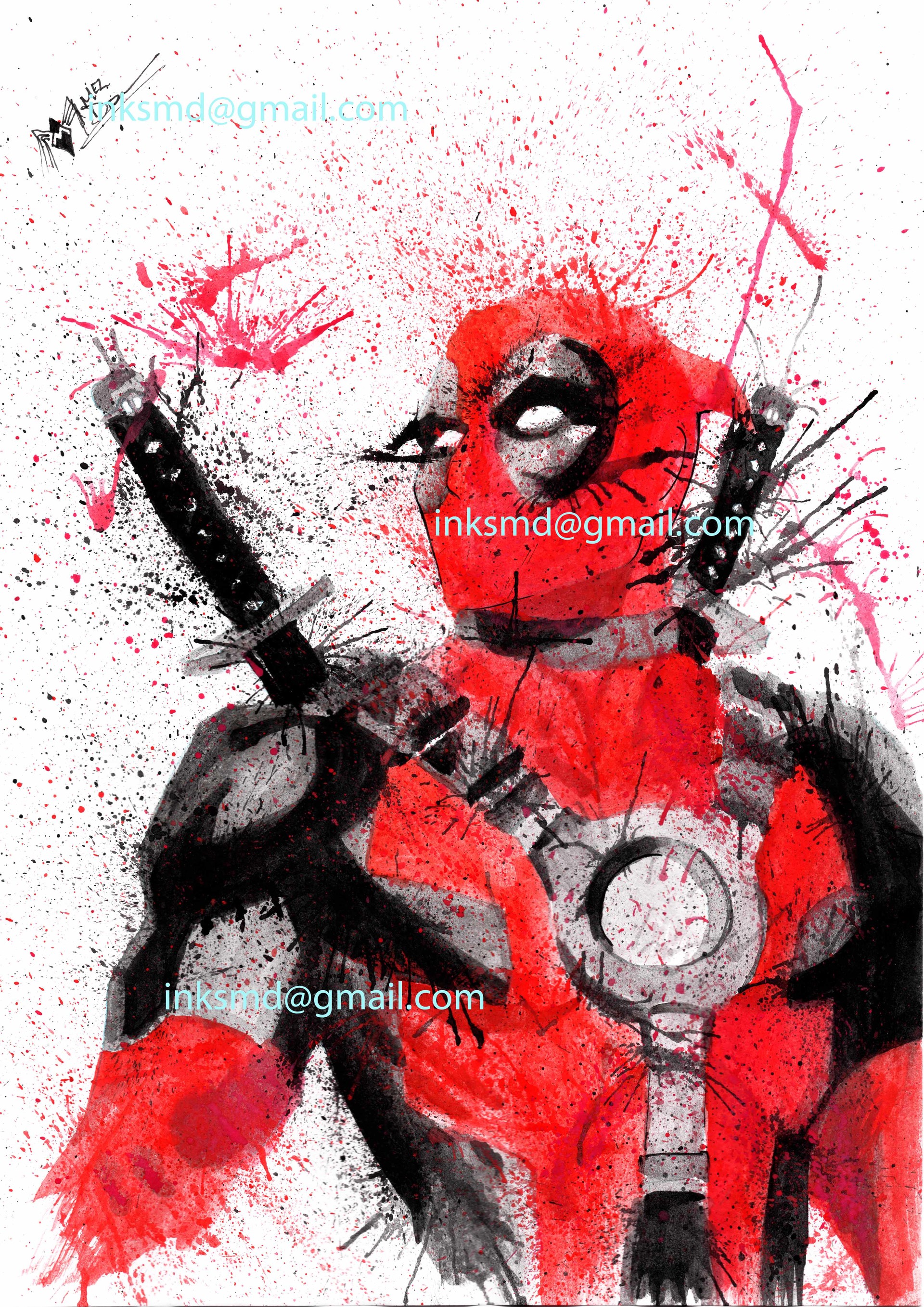 ArtStation - Deadpool watercolour , Mel Dixon