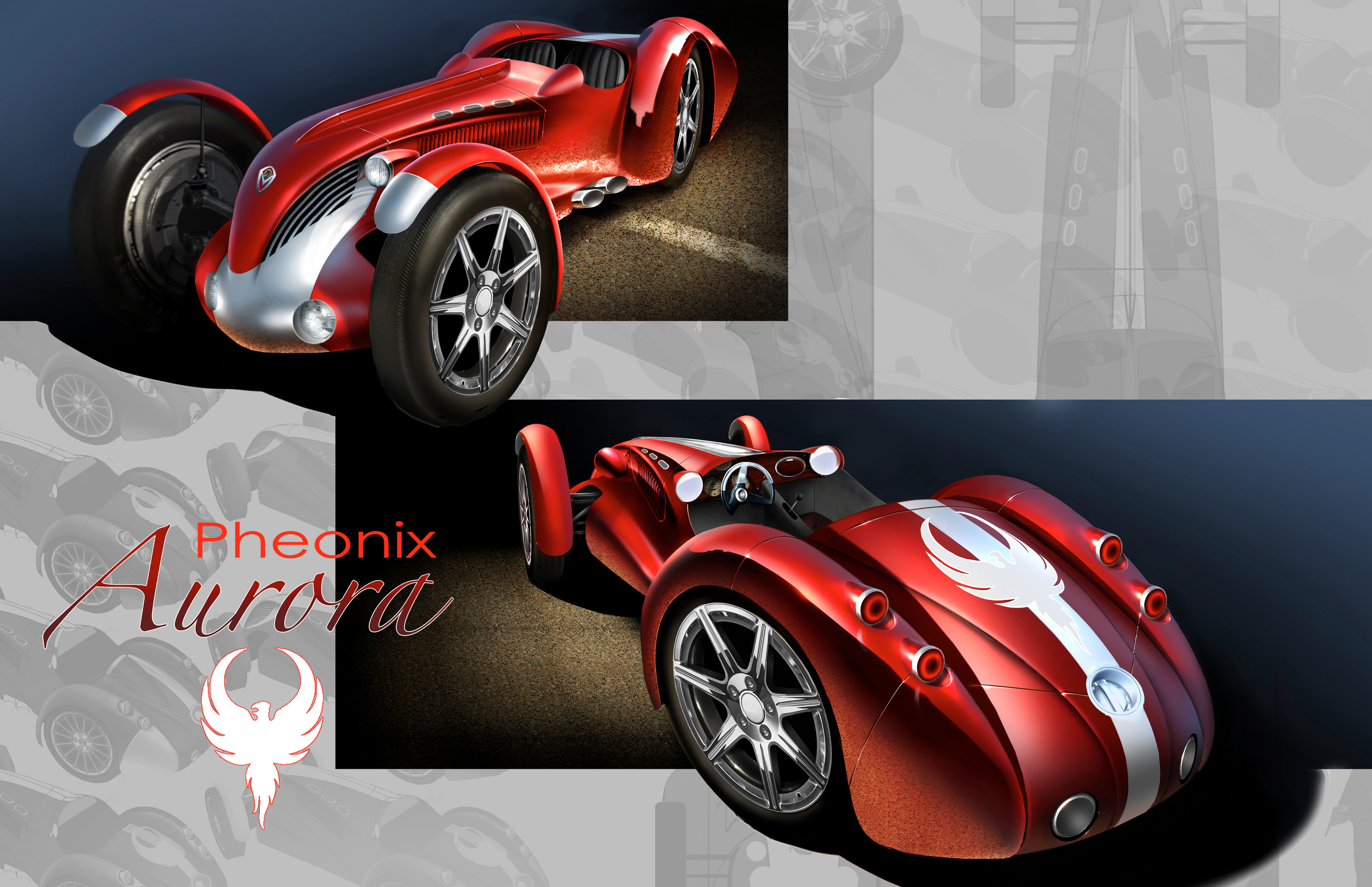 The Pheonix Aurora represents the culmination of the Aurora legacy.  Designed by Sean and Vitori before the final race, the Pheonix is made even more powerful by its Nitro engine and trunk full of explosives!