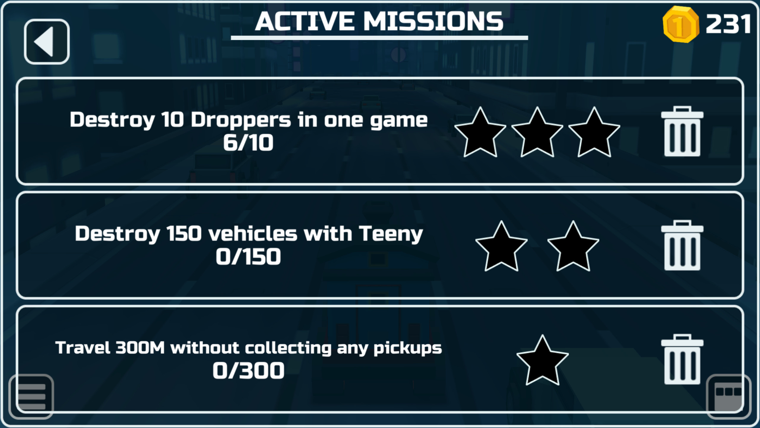 Active mission screen