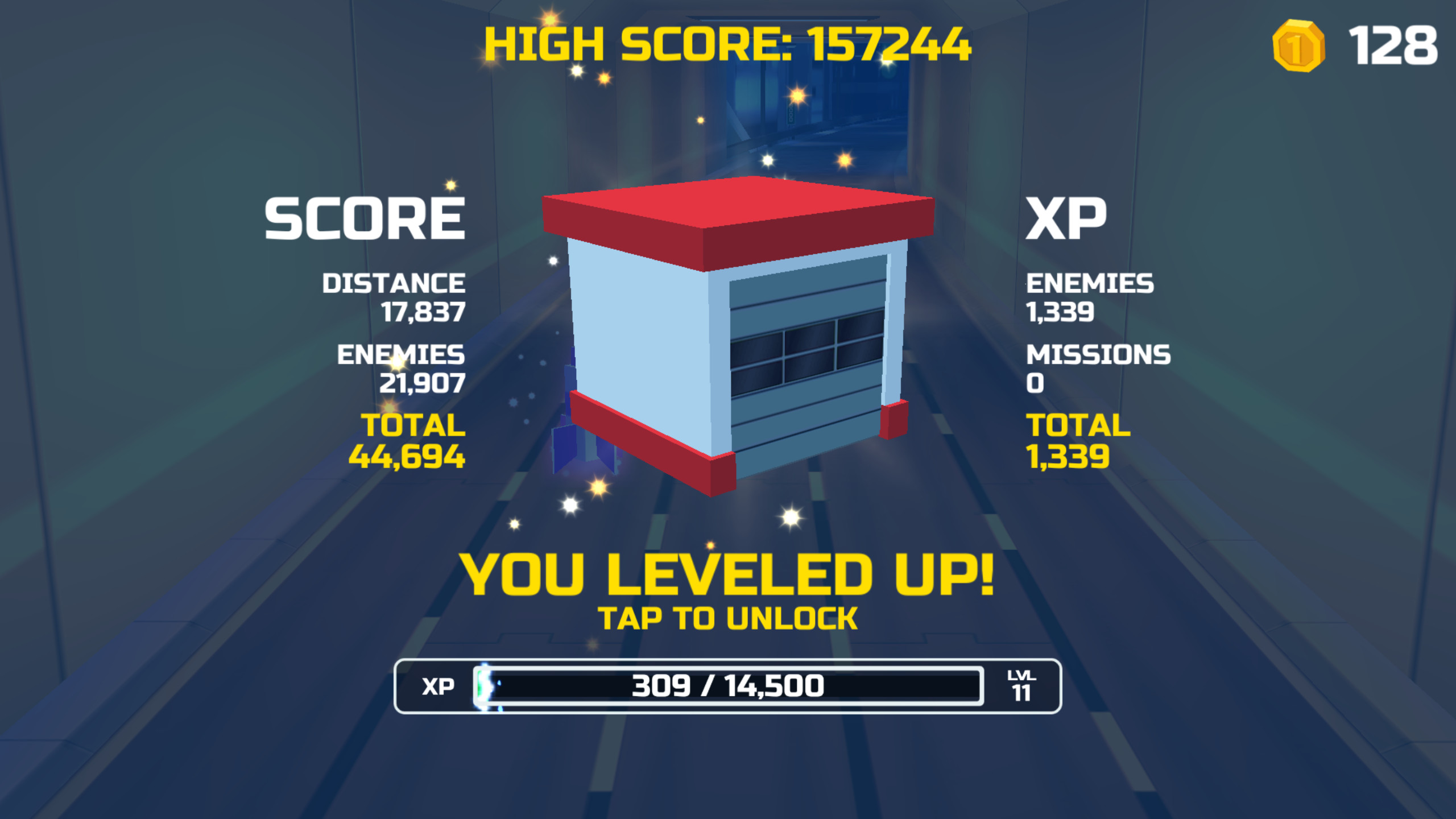 Level up screen