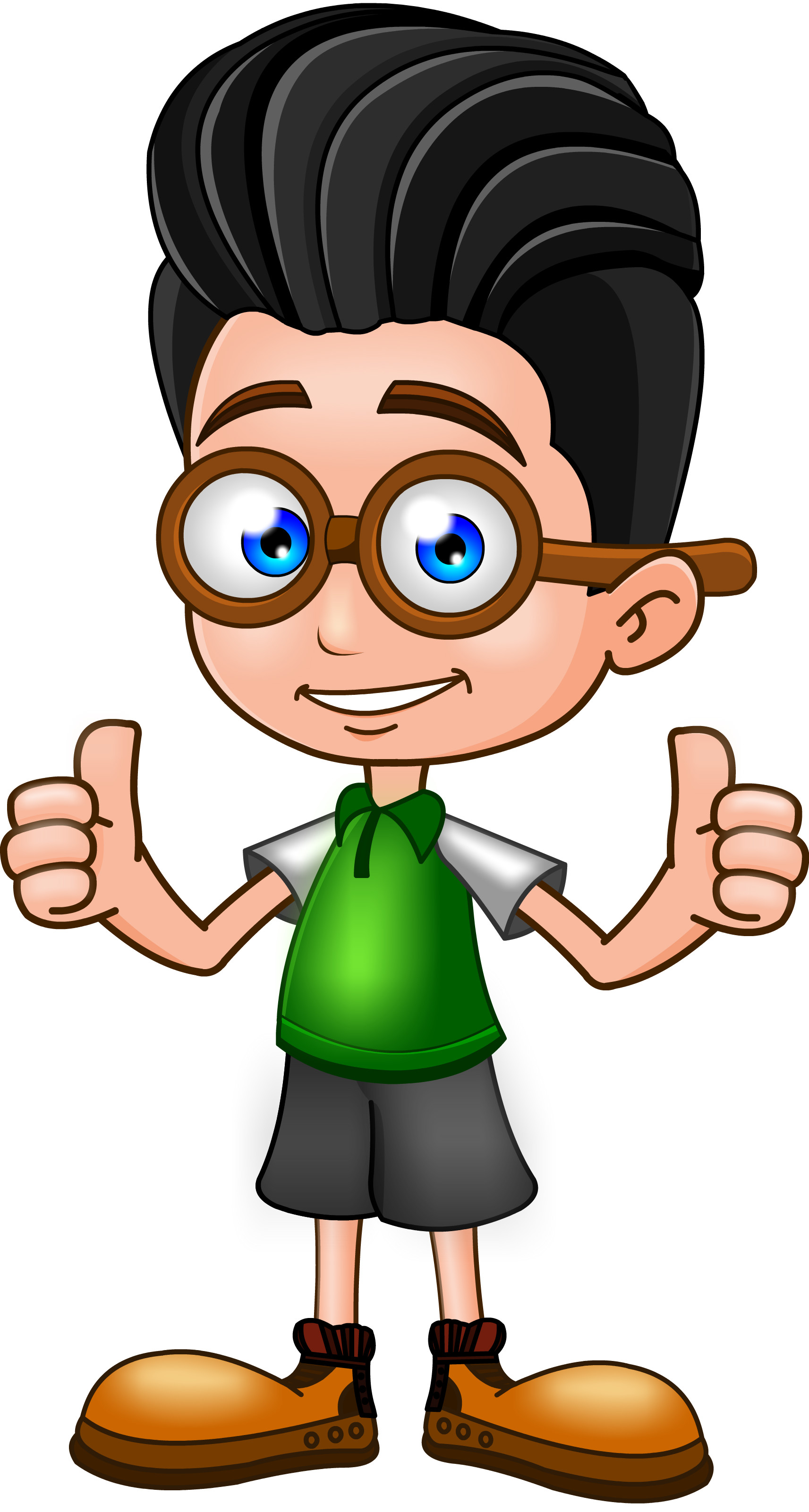 Artstation Cute Boy Character Thumbs Up Smile Brown Hair