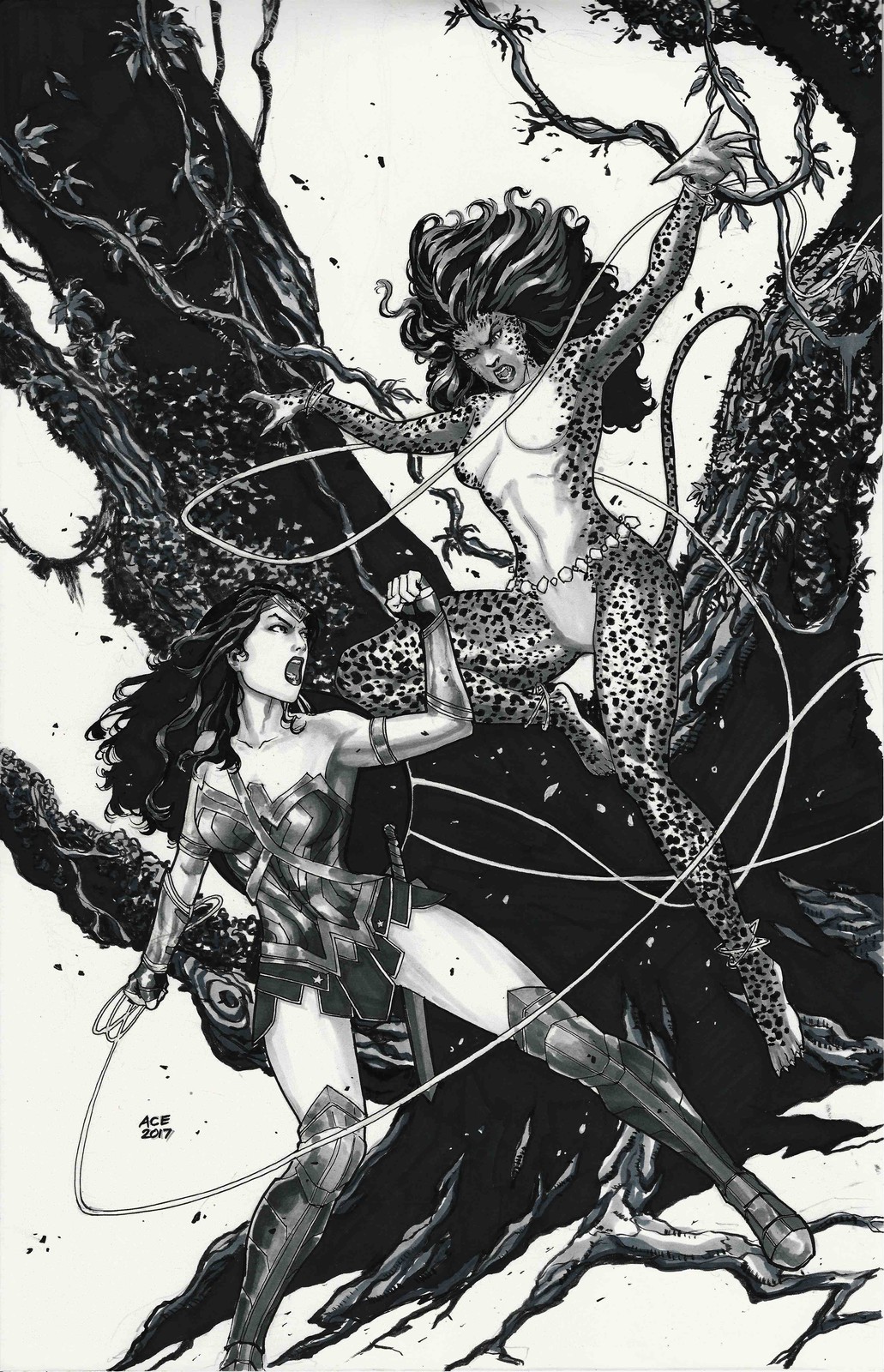 Wonder Woman vs Cheetah commission for SDCC 2017