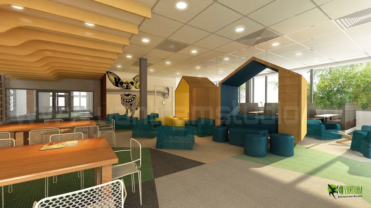 ArtStation - Ideal 3D Office Interior Cafe Area Design
