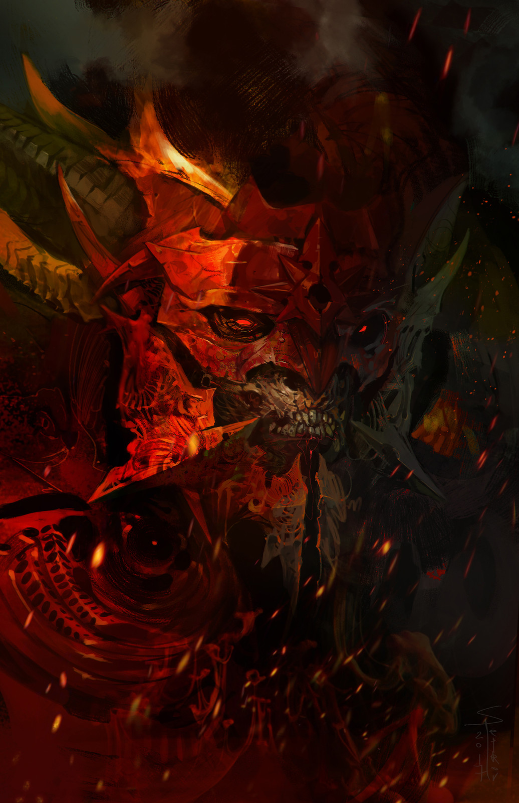 The Duke's warlike spirit leads demons into battle, sword in hand.