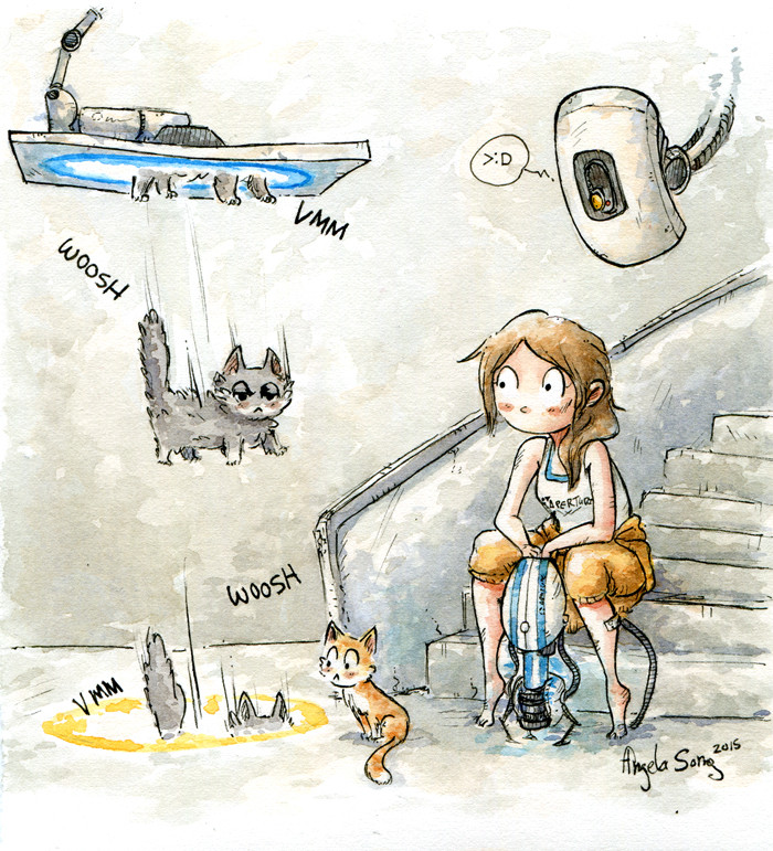 Charity Illustration: Infinite Drop (based on the game Portal)