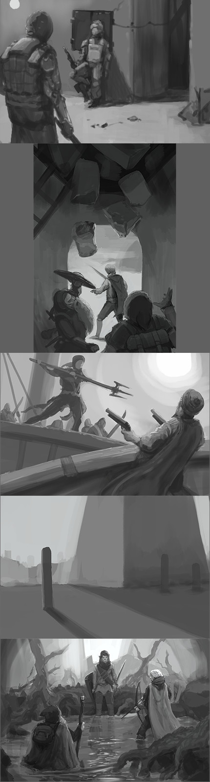 Invented value thumbnails/sketches after value studies.