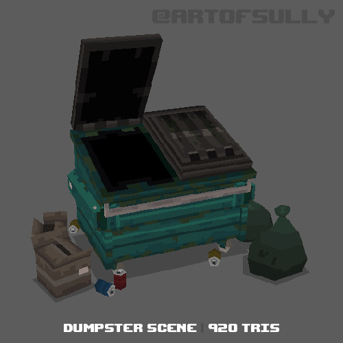3D Pixel-Art Dumpster Scene (Commission)