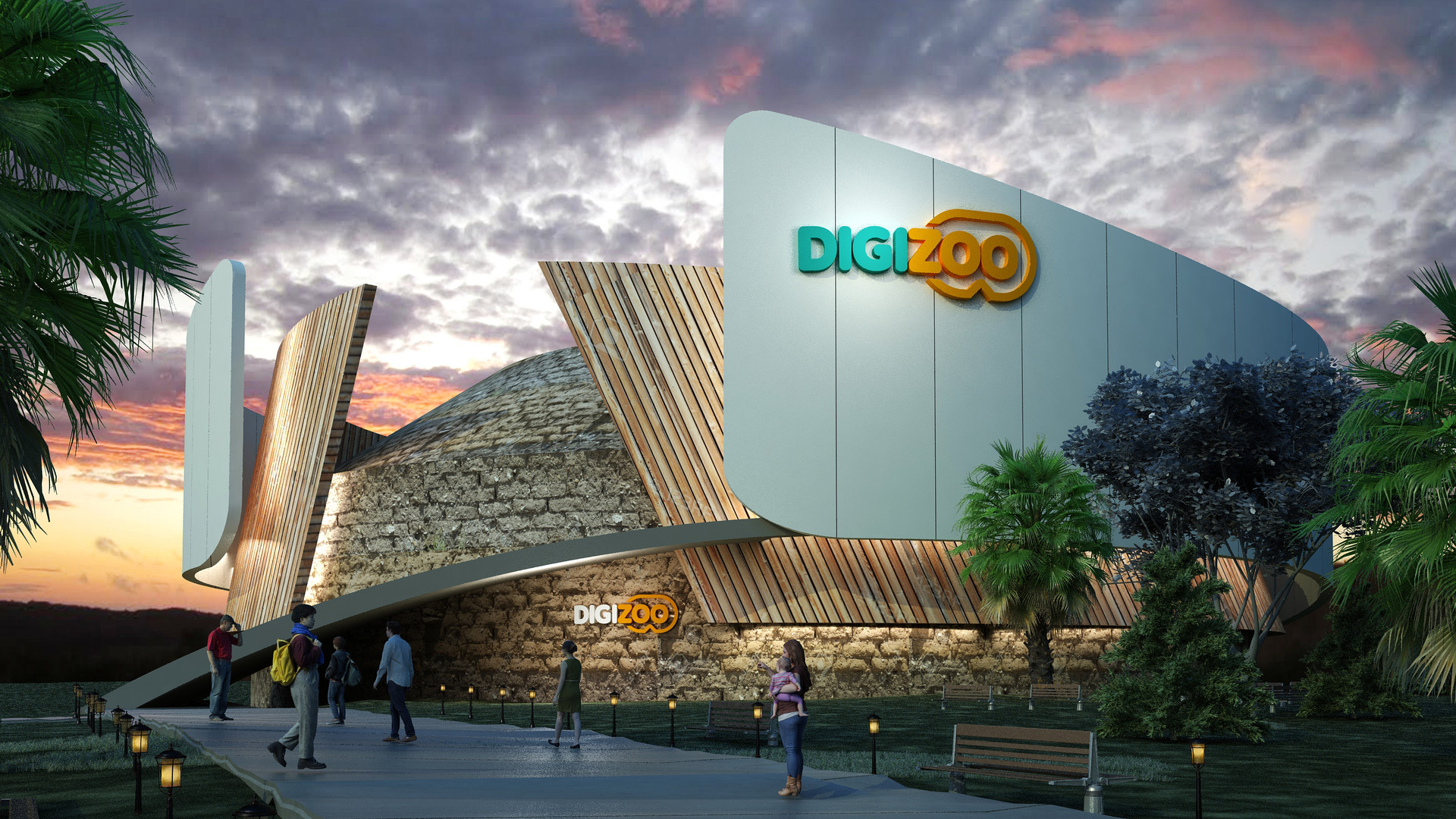 DigiZoo: An immersive digital zoo experience for children featuring holographic animals and interactive displays promoting inclusivity and creativity.