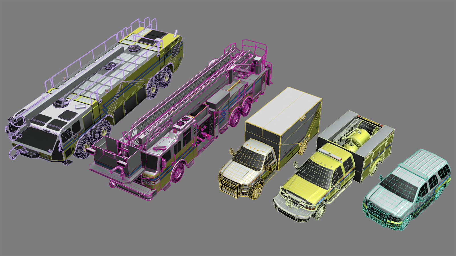 Wire view of the vehicles