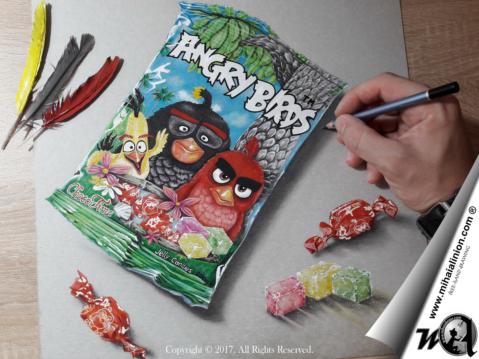 Drawing Angry Birds - Realistic 3D Art