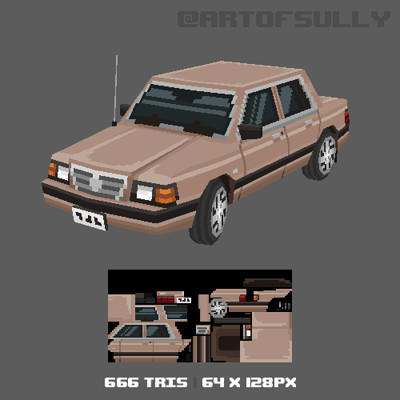 3D Pixel-Art Dodge Aries (Commission)