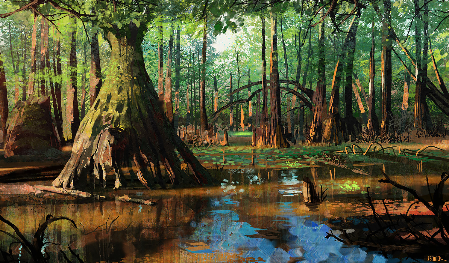 ArtStation - swampy marsh sketch, jason scheier