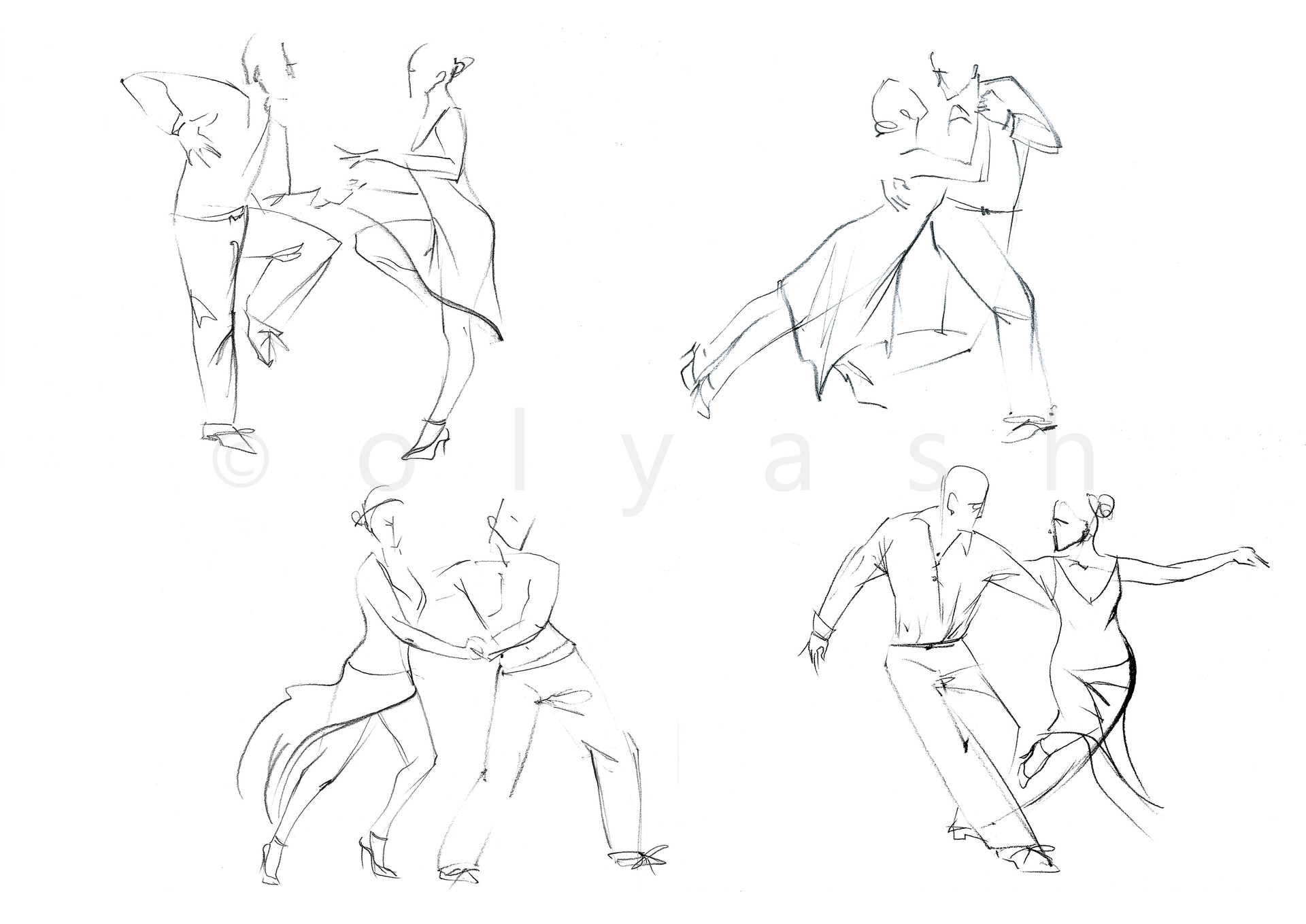 Continuous line drawing of dancing people. couple dance line • wall  stickers together, model, young | myloview.com
