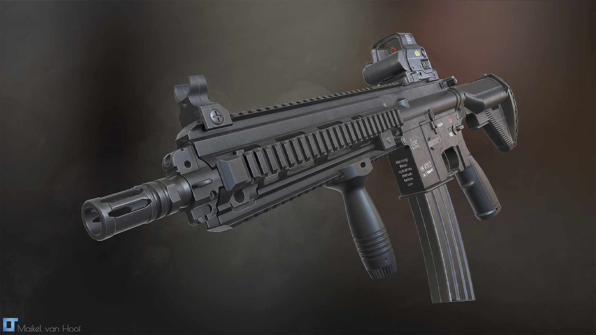 HK416 incl. holosight & vertical grip - Black.