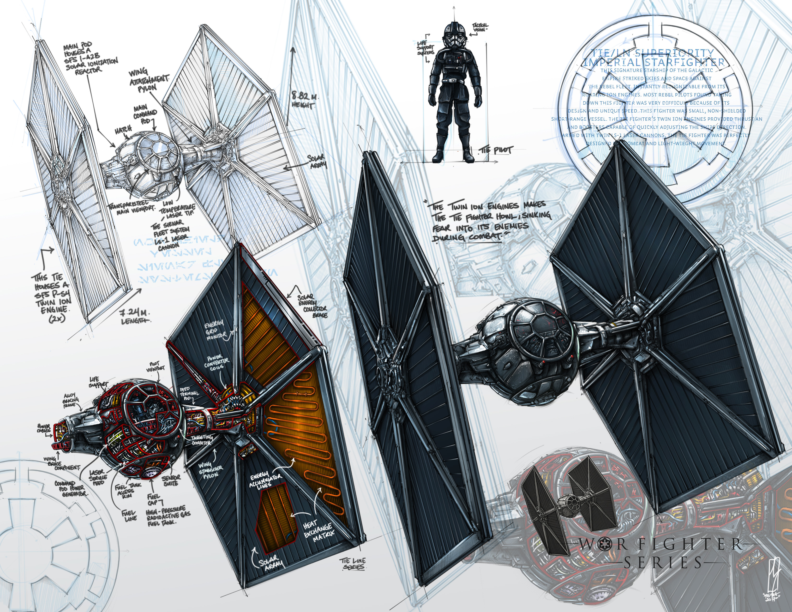 imperial tie fighter drawing