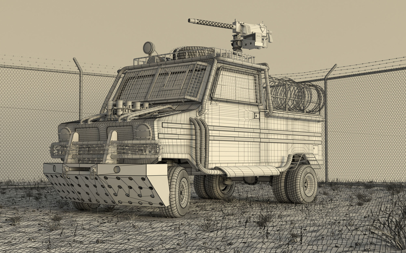 3d wireframe view of the project
