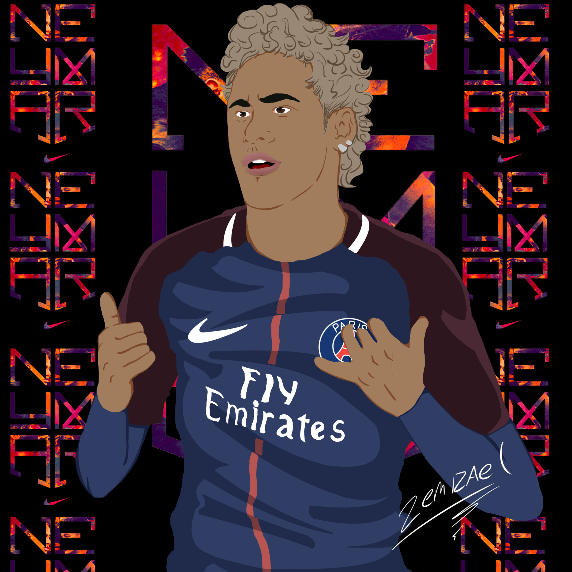 Neymar Jr Cartoon Psg
