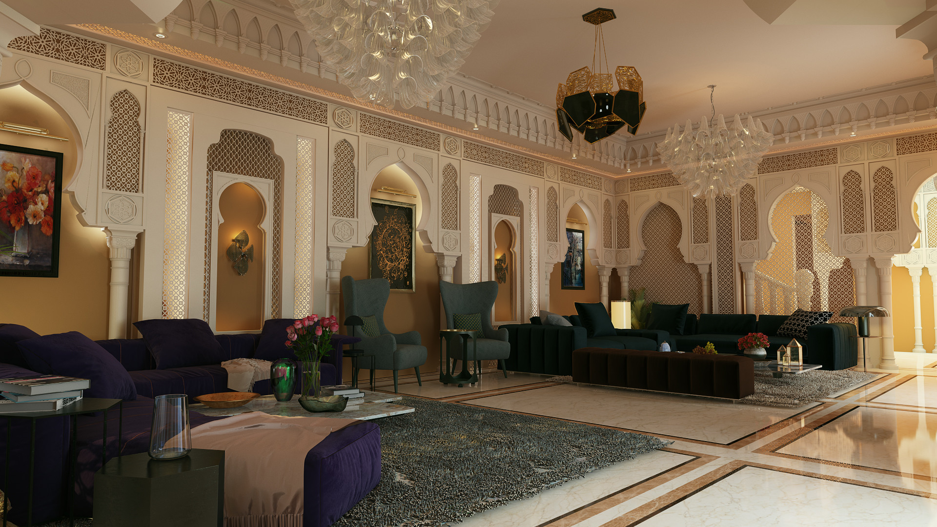 Artstation Modern Moroccan Majlis Style Interior Design