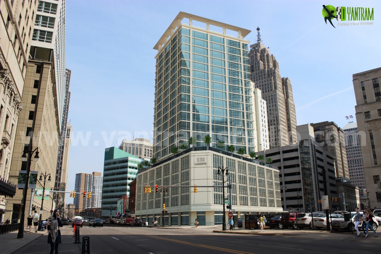 Artstation Commercial High Rise Building Rendering Ideas By Yantram Architectural Animation Studio Michigan Yantram Architectural Design Studio