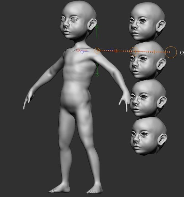 First sculpt of baby, was completely wrong, made him too adult, then started changing proportions.
