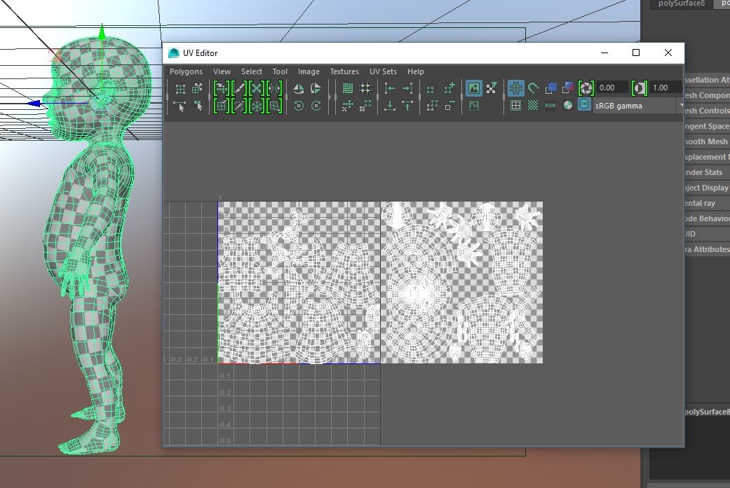 It took a day to sculpt the character, Here's some sneak peek of UV mapping.