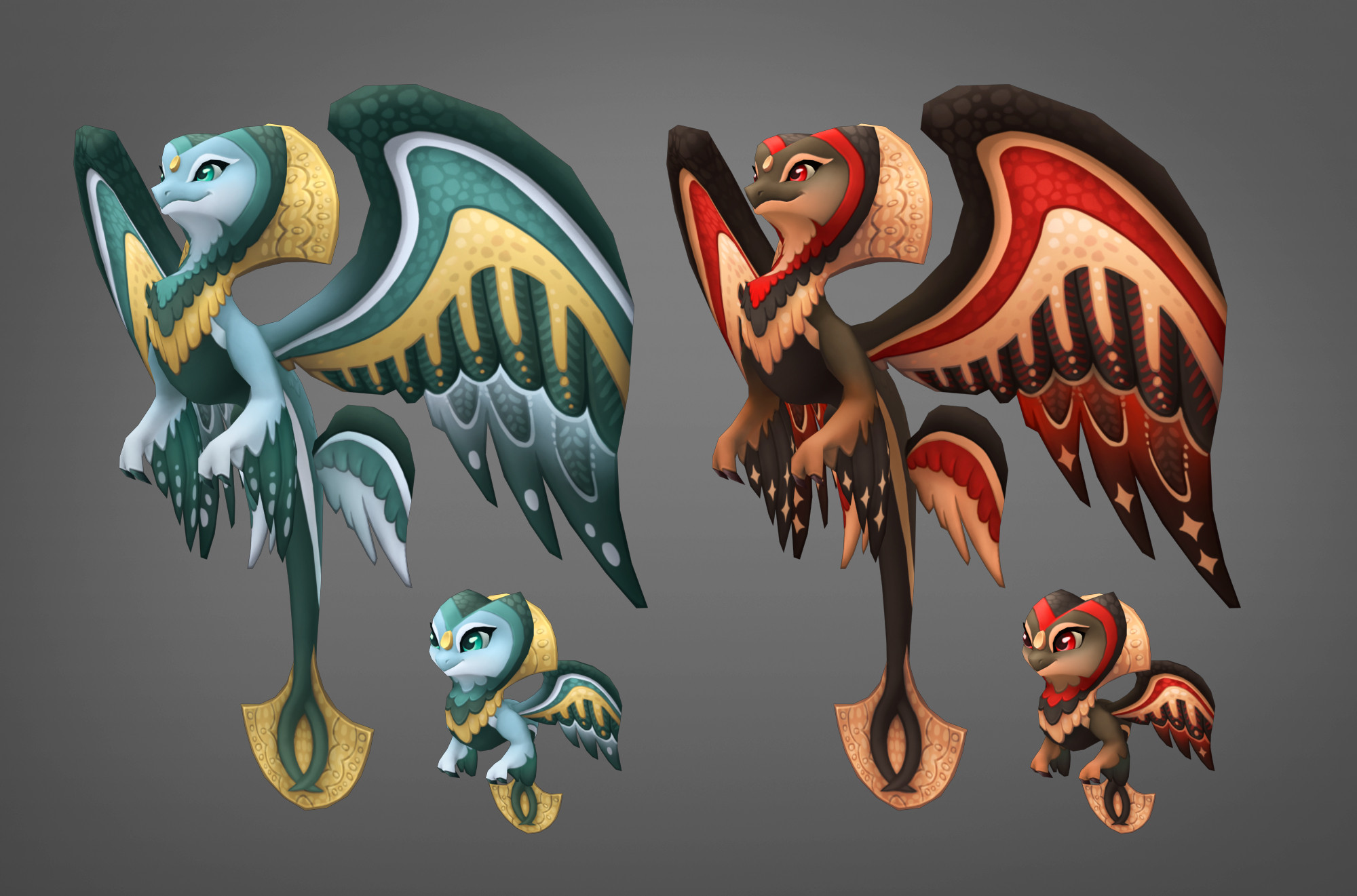 Adult and baby model with both base and enchanted textures