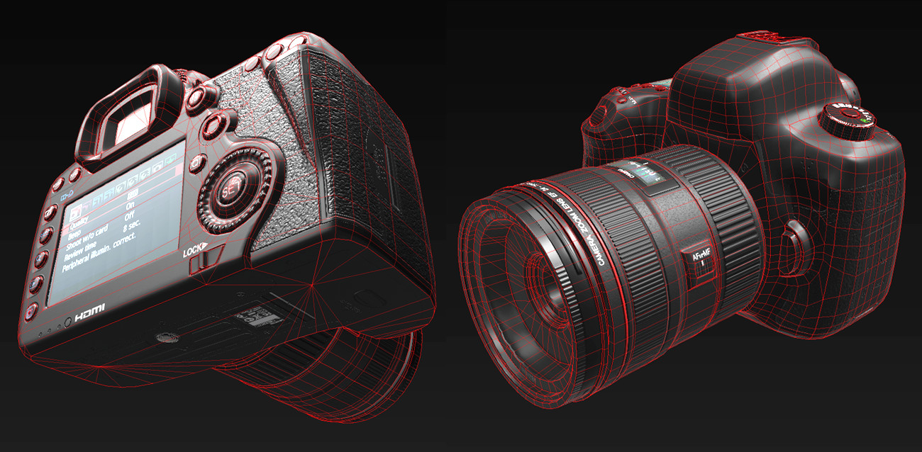 Substance Painter Screenshot showing wireframes