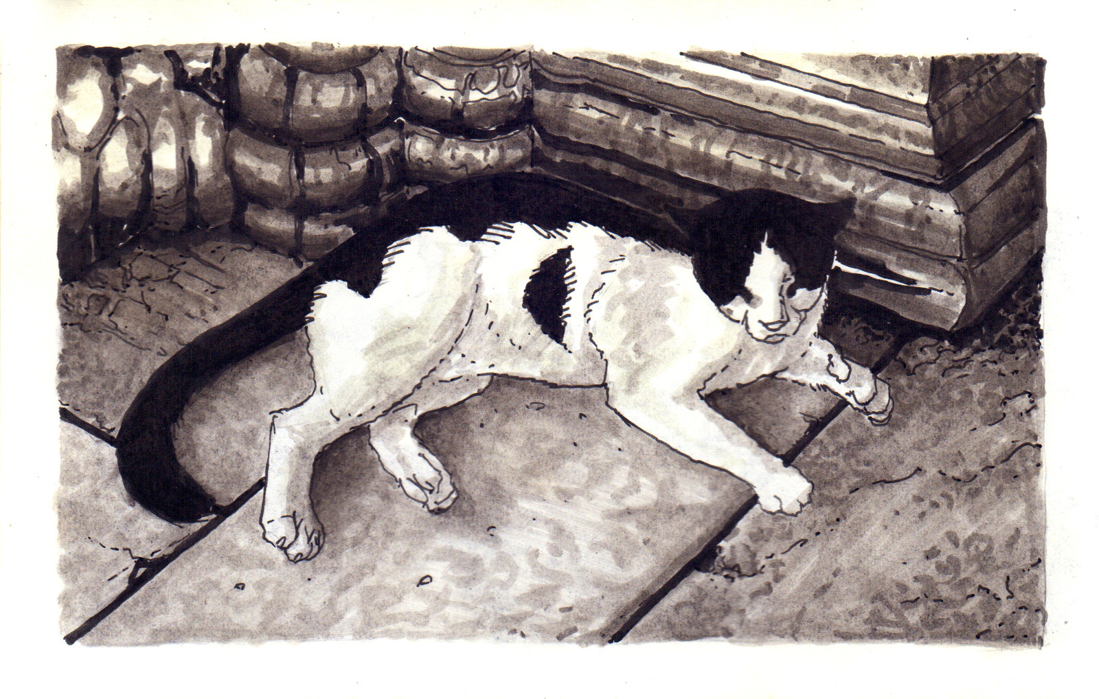 This guy actually posed for this sketch...I could have sworn he was carved from stone himself!