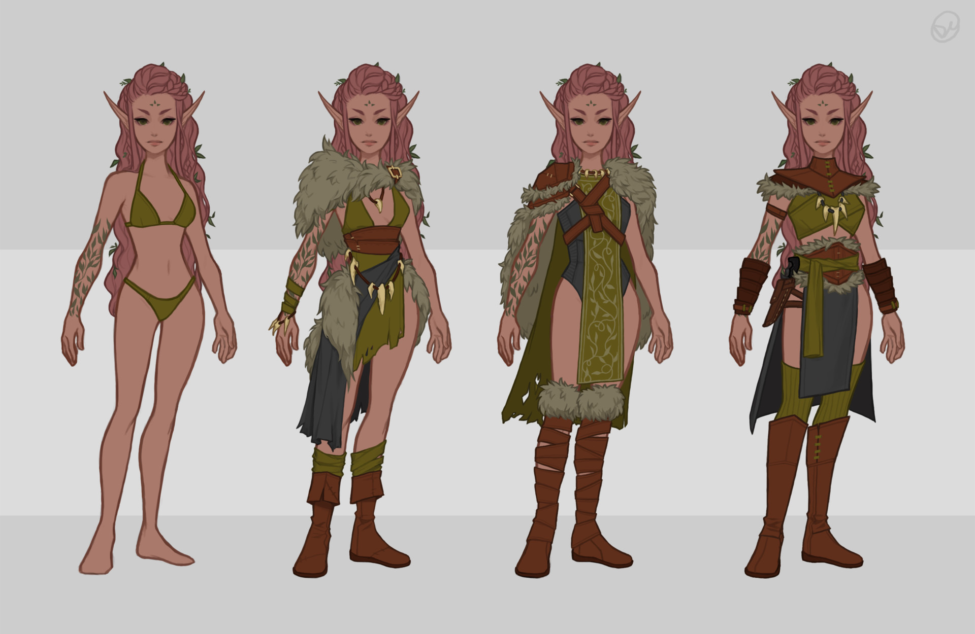 Some outfit planning for my wood elf druid! 