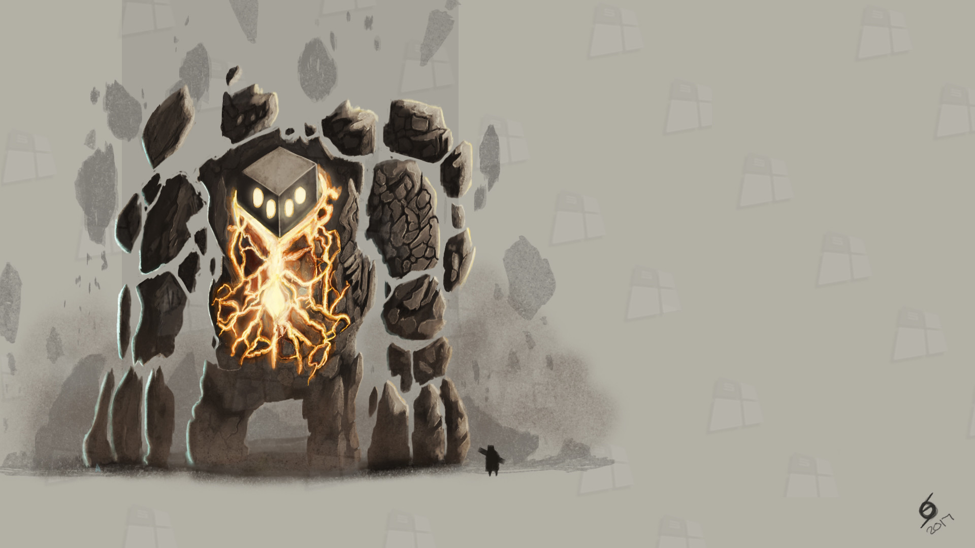 ArtStation Rock Elemental Concept and Environment Greyscale Mockups.