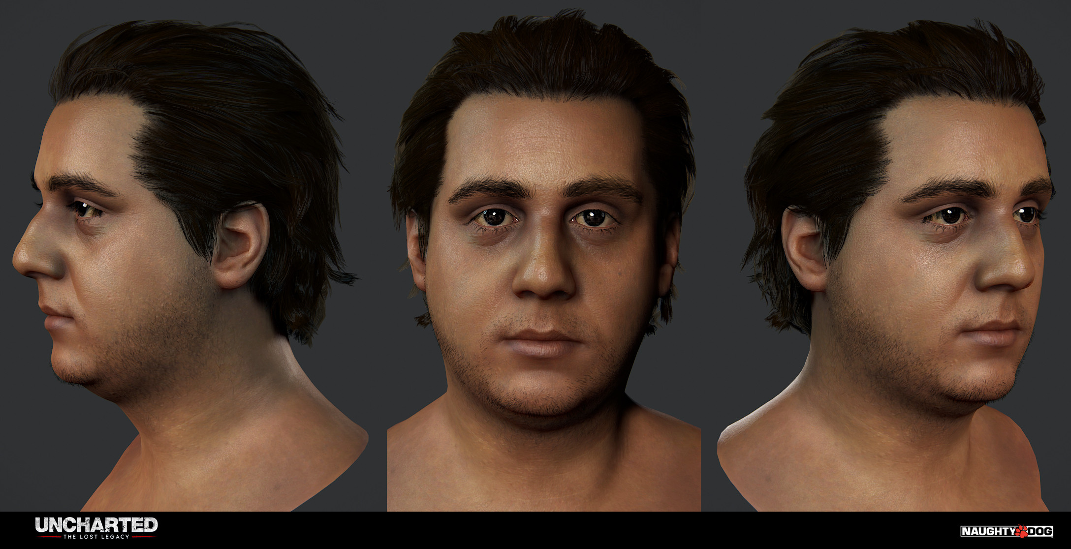 Npc head: head started from scan data.  Hair started from an existent archive and reworked for this character.