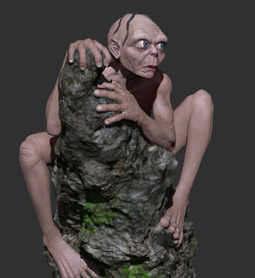 Gollum hobbit on rock 3D model 3D printable