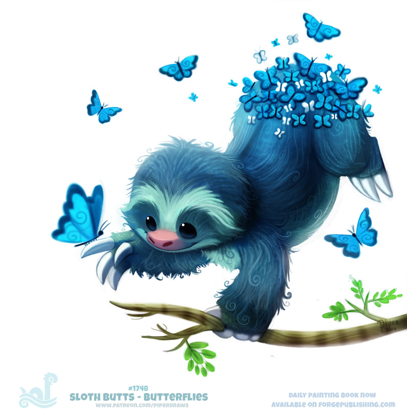 Artstation Dp 1748 Sloth Butts Butterflies Piper Thibodeau