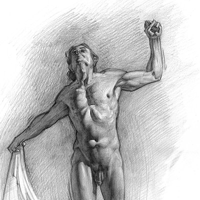 Sebastian szmyd figure study male hand raised