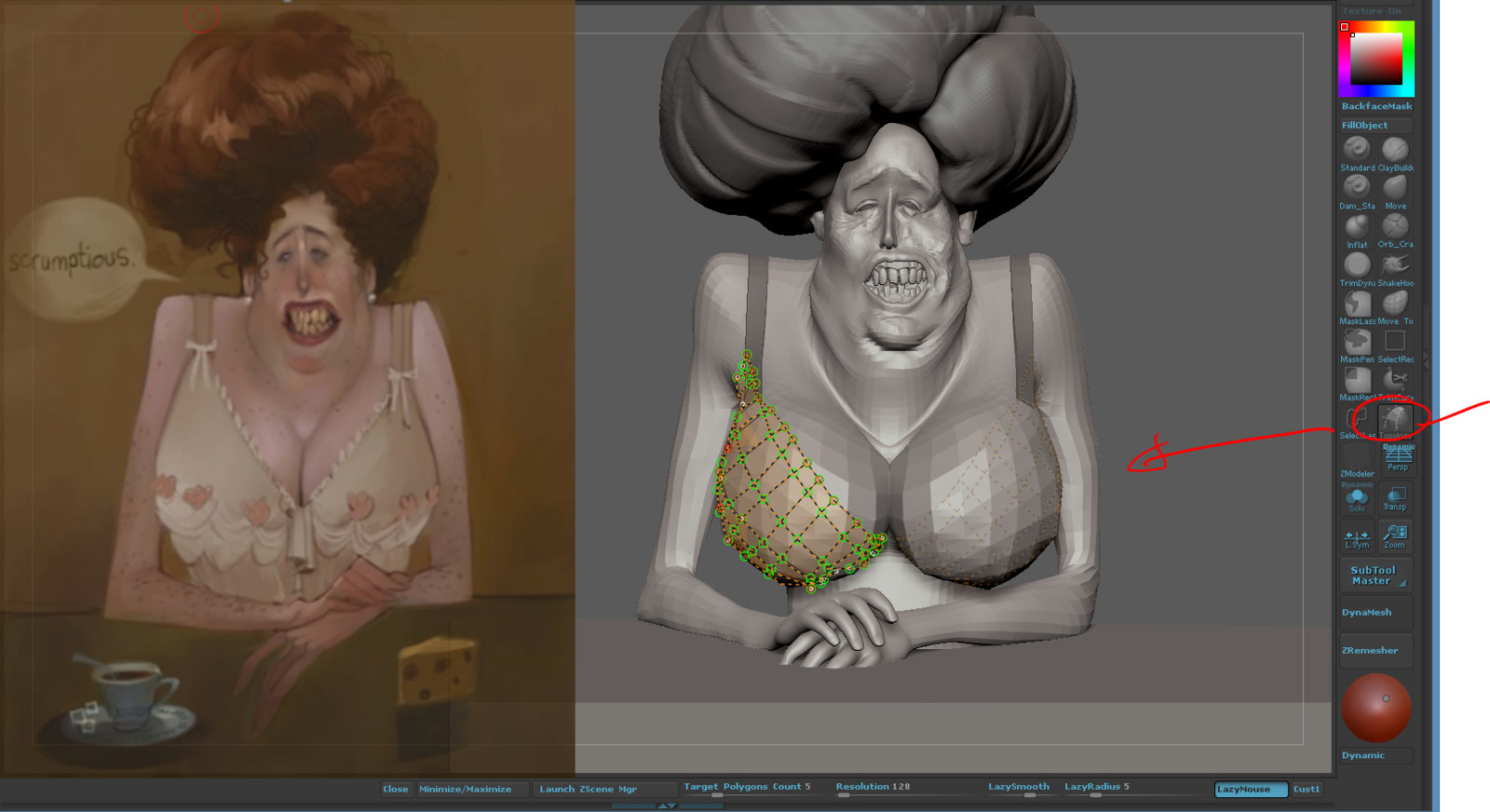WIP process using toplogy brush for the bra