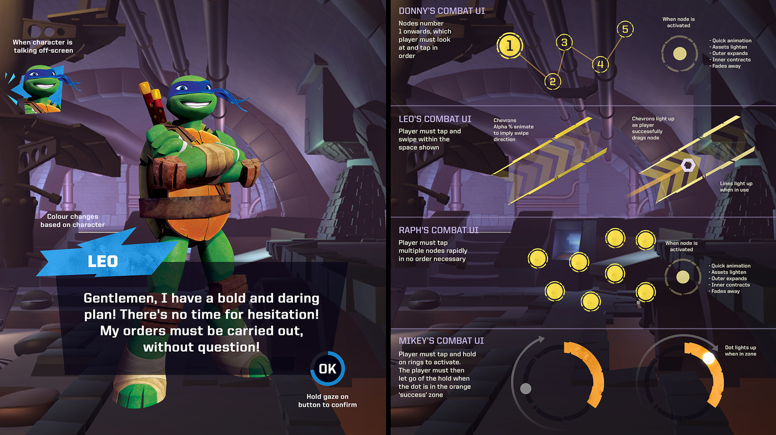 UI/UX design for the Character Dialogue &amp; Combat UI