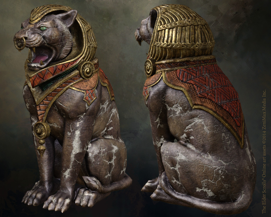 Guardian lion statue, from the Khajiit realm