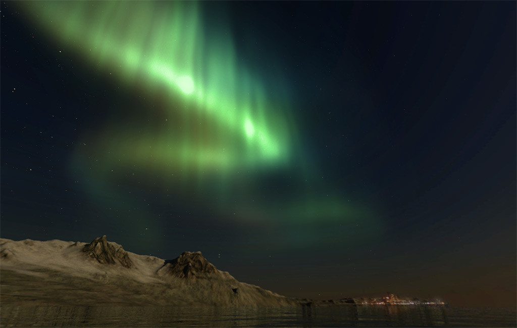 I was responsible for the background of this level. The aurora was animated with the Unreal material editor.