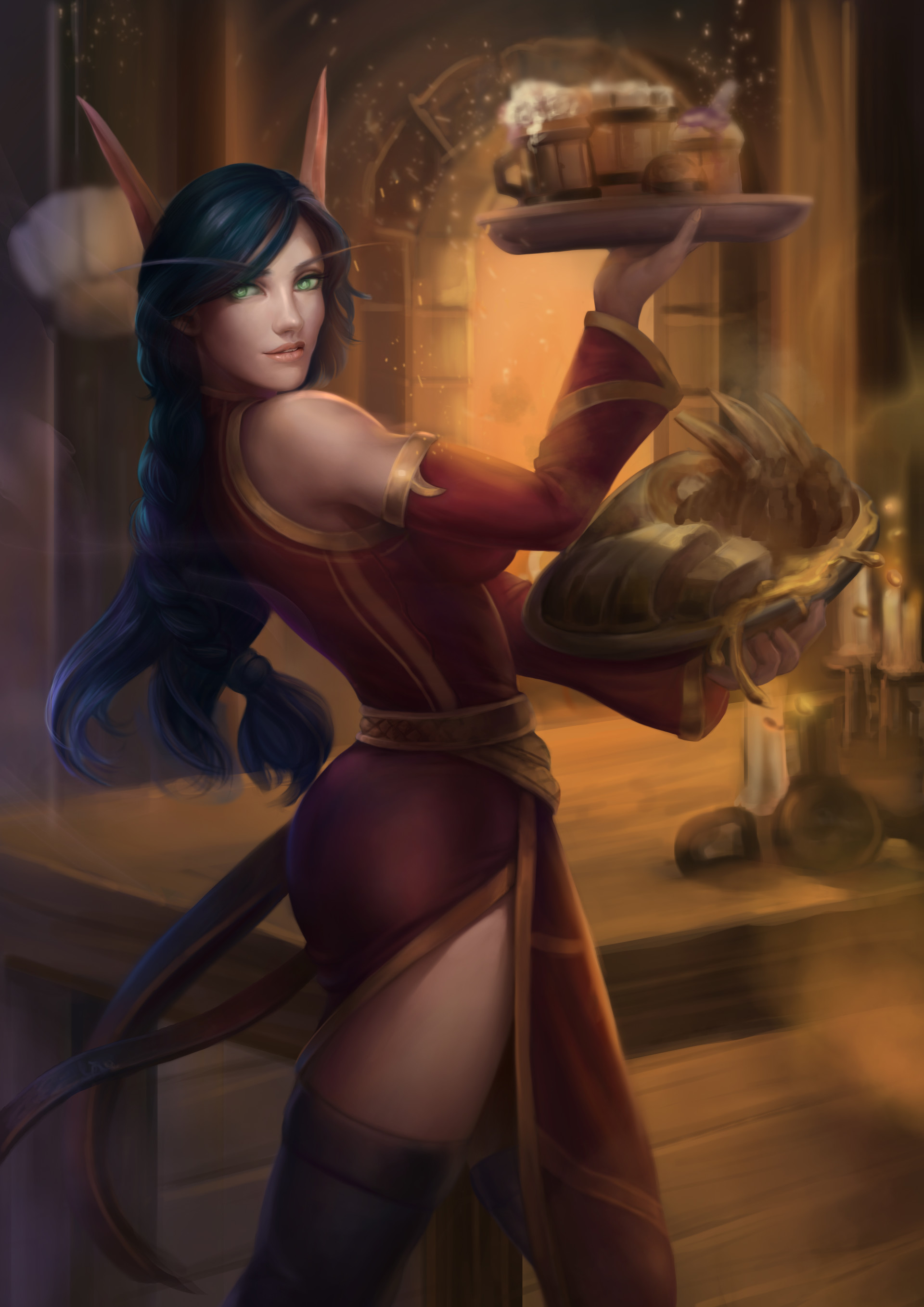 Artstation Elven Waitress World Of Warcraft Fanart Chu Anh