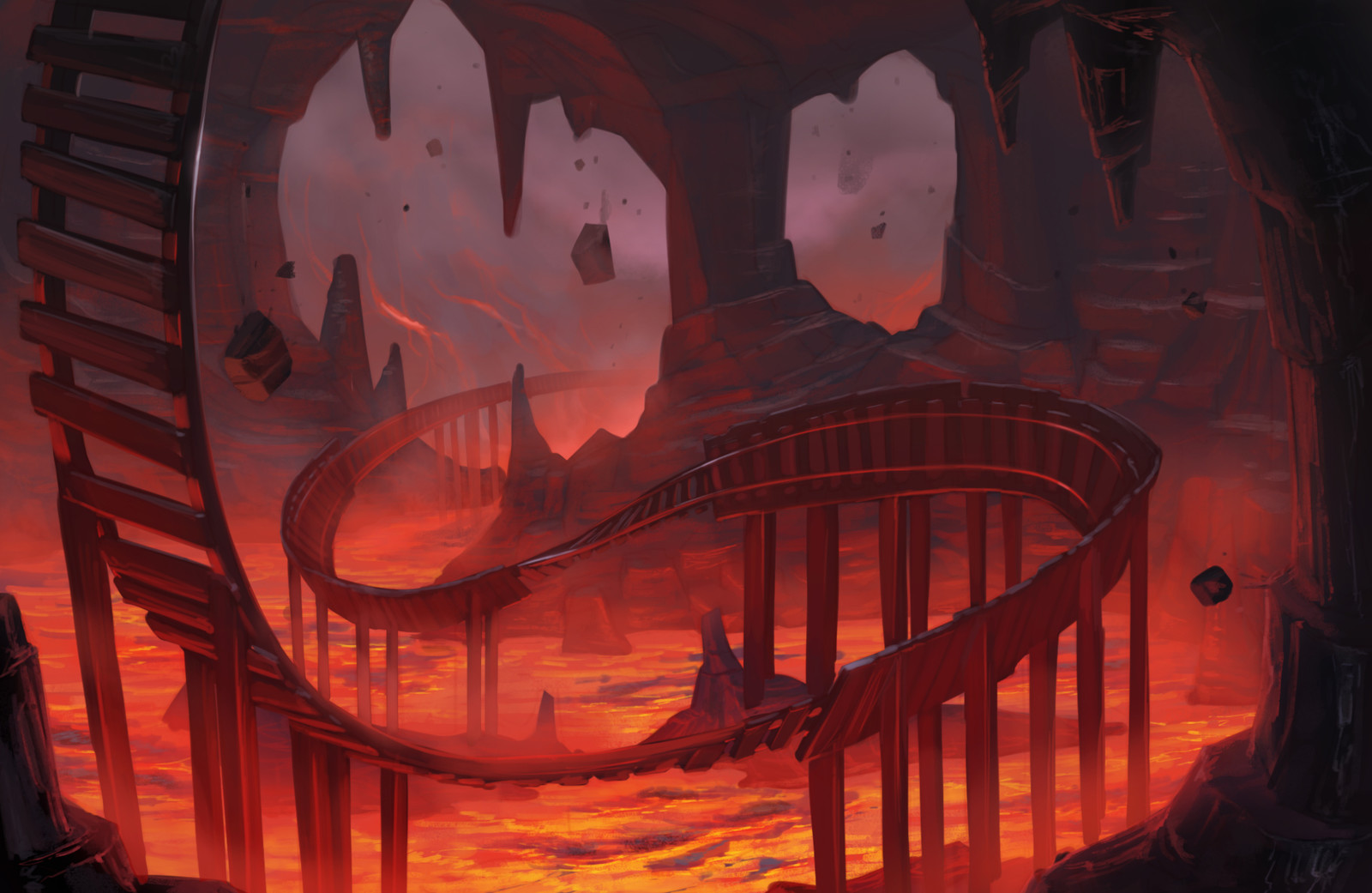 The closing sequences for the Bone Canyon ride - an intense blast underground as you dodge falling rocks!