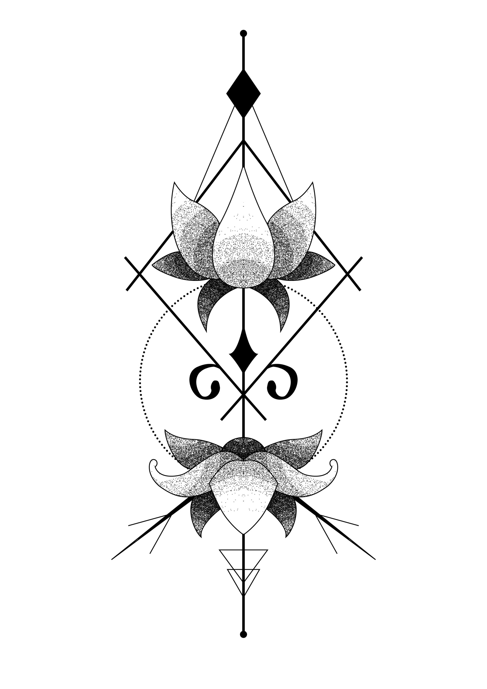 geometric tattoos  Flower bouquet linework by kellykillagain on