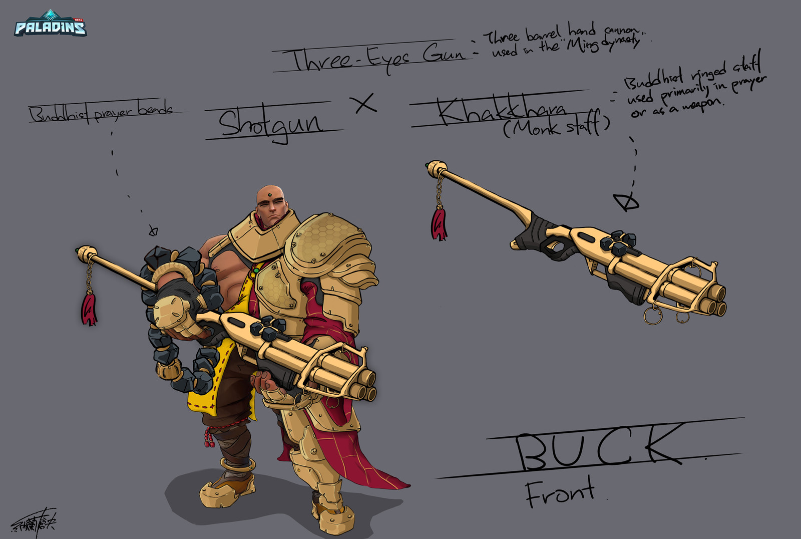 Paladins: Champions of the Real_Buck Abbot (Buddhism) Skin ConceptArt