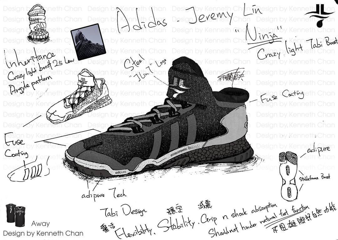 【 Concept Art : Adidas x Jeremy Lin "Ninja" - Crazy Light Low Tabi Shoe_Away Version】