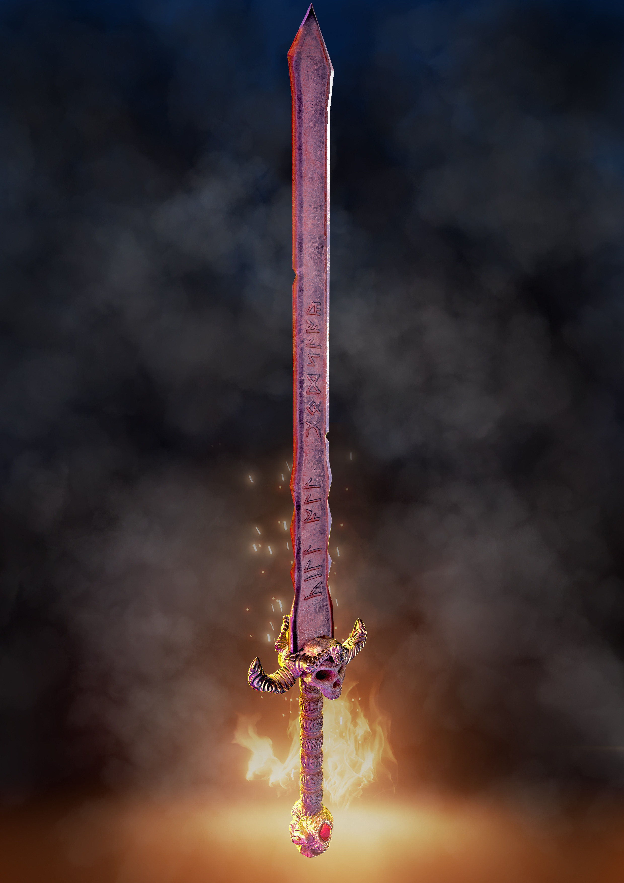Been practising with Arnold renderer yesterday. Modelled this wee little low poly sword and textured it yesterday.