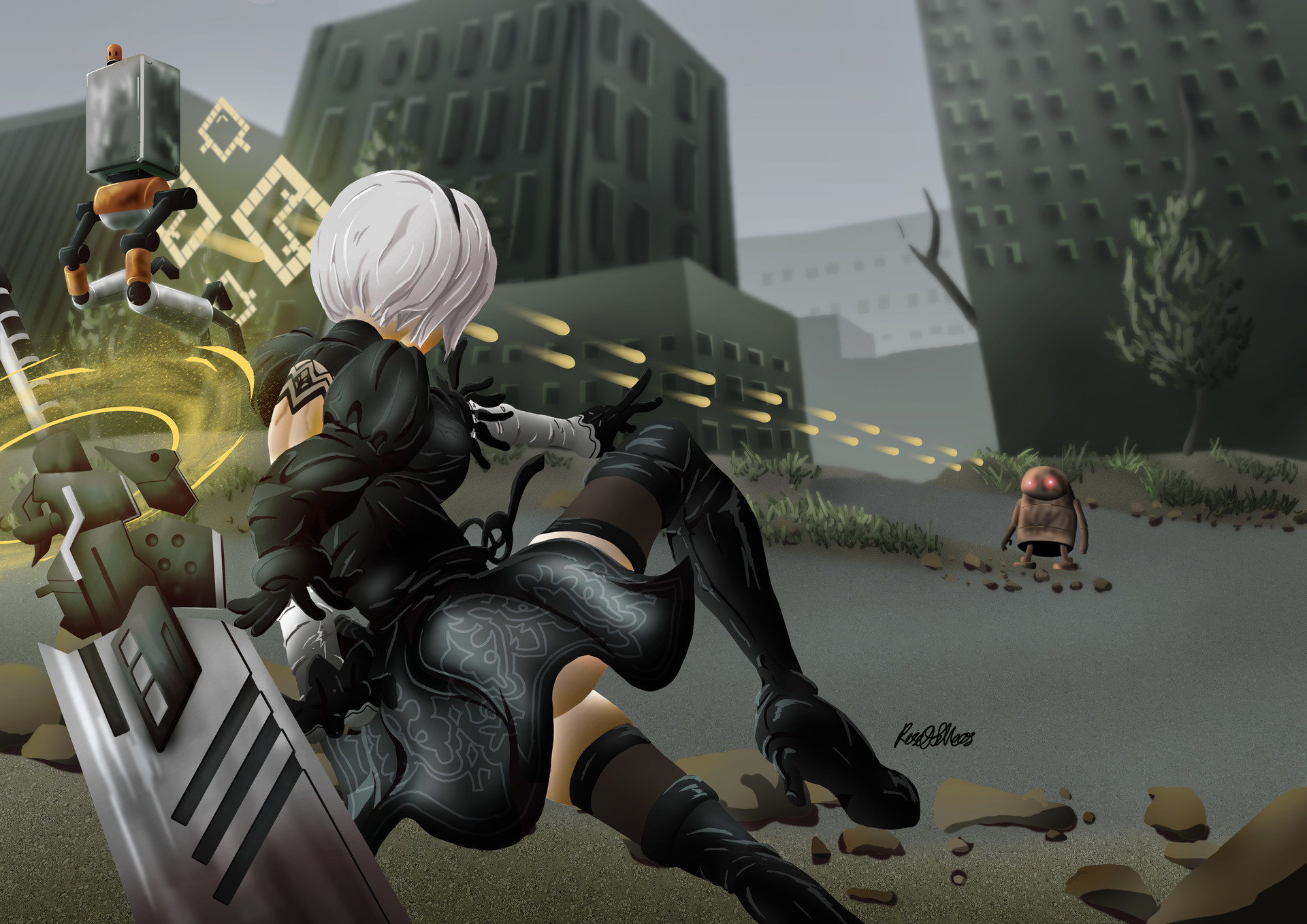 Artstation Nier Automata City Ruins Fong Chen Chia