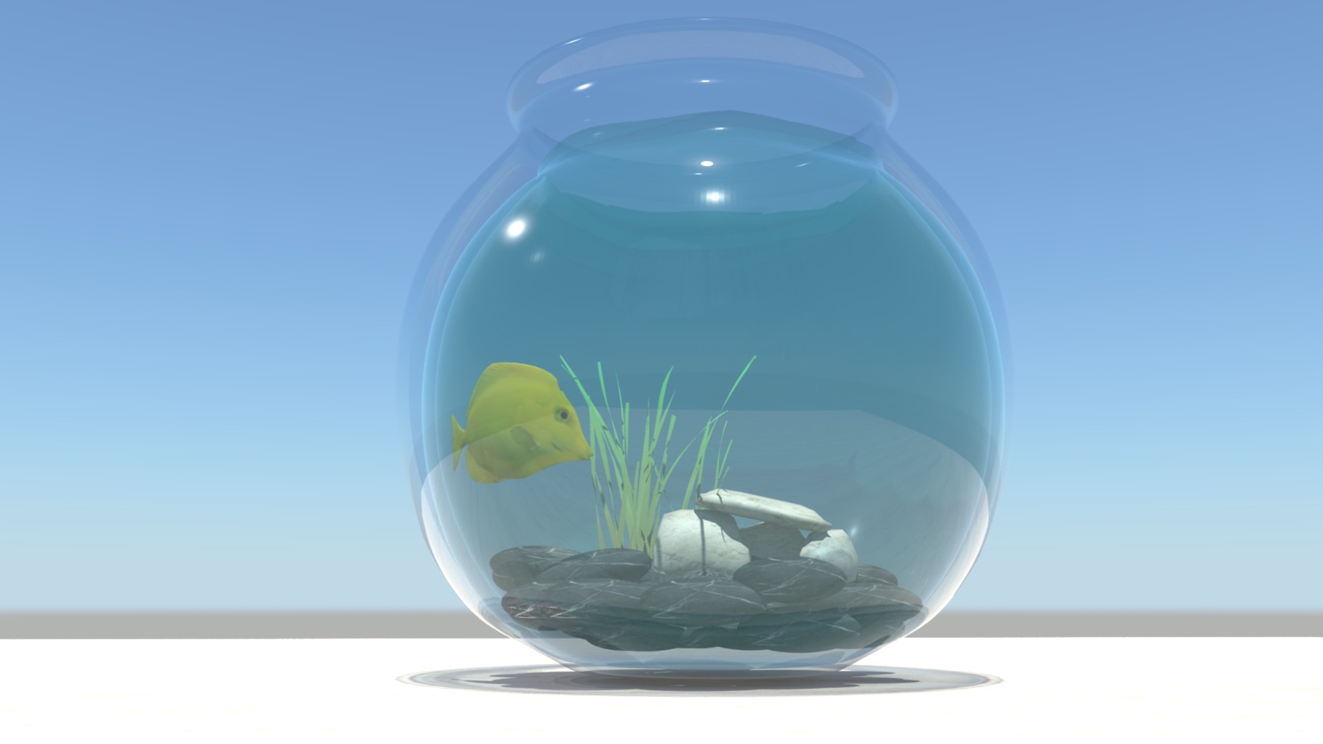Oshada Weihena Fishbowl And Fish Yellow Tang