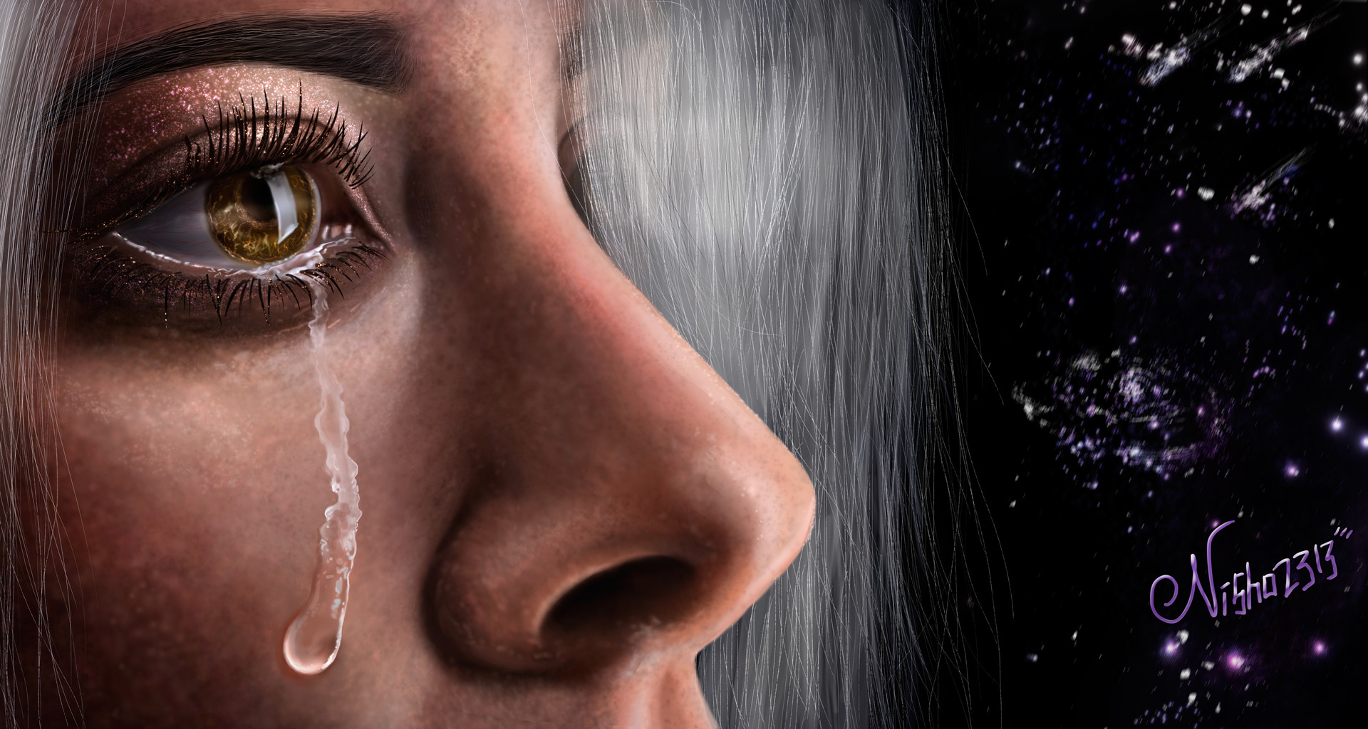 Artstation Crying Digital Painting Nisha 2313