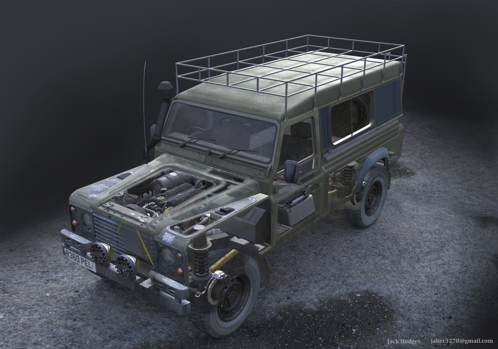 Cut away two of land rover from above