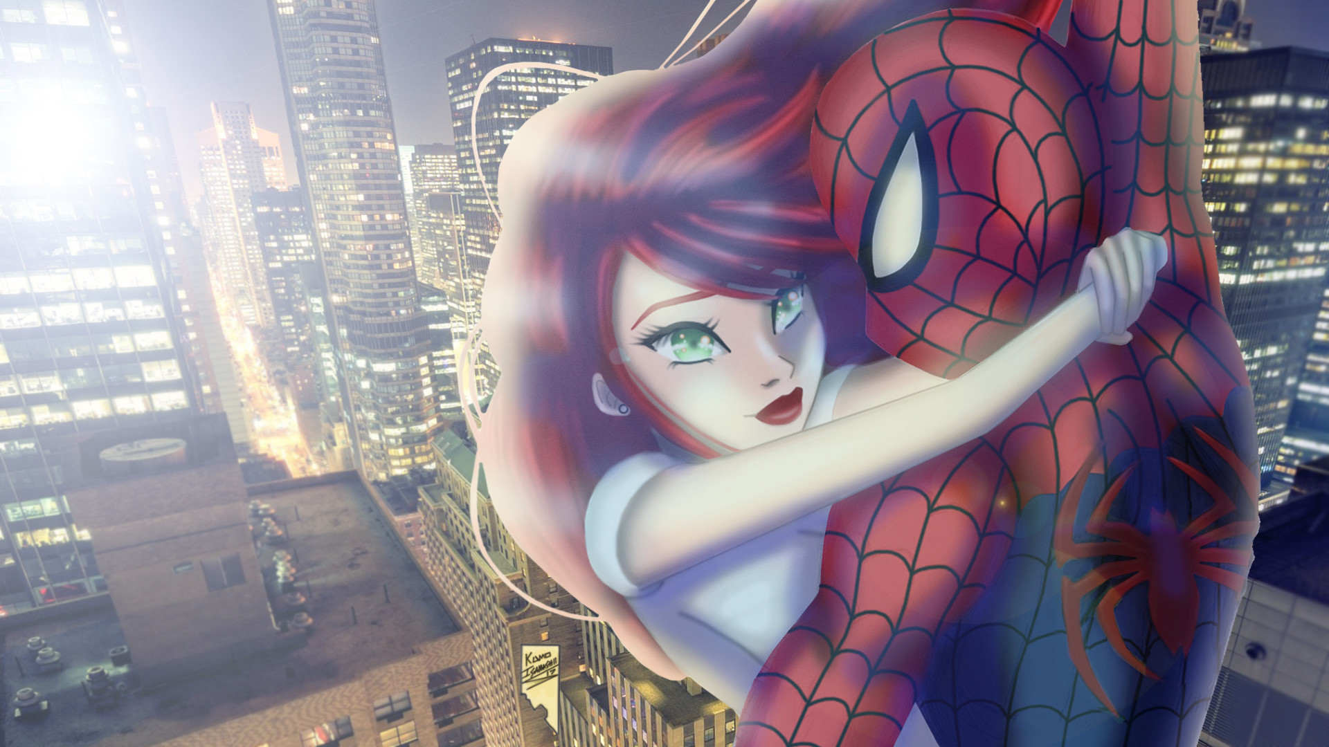 Artstation Spider Man And Mary Jane Daylight And City Lights Artstation Spider Man And Mary Jane Daylight And City Lights